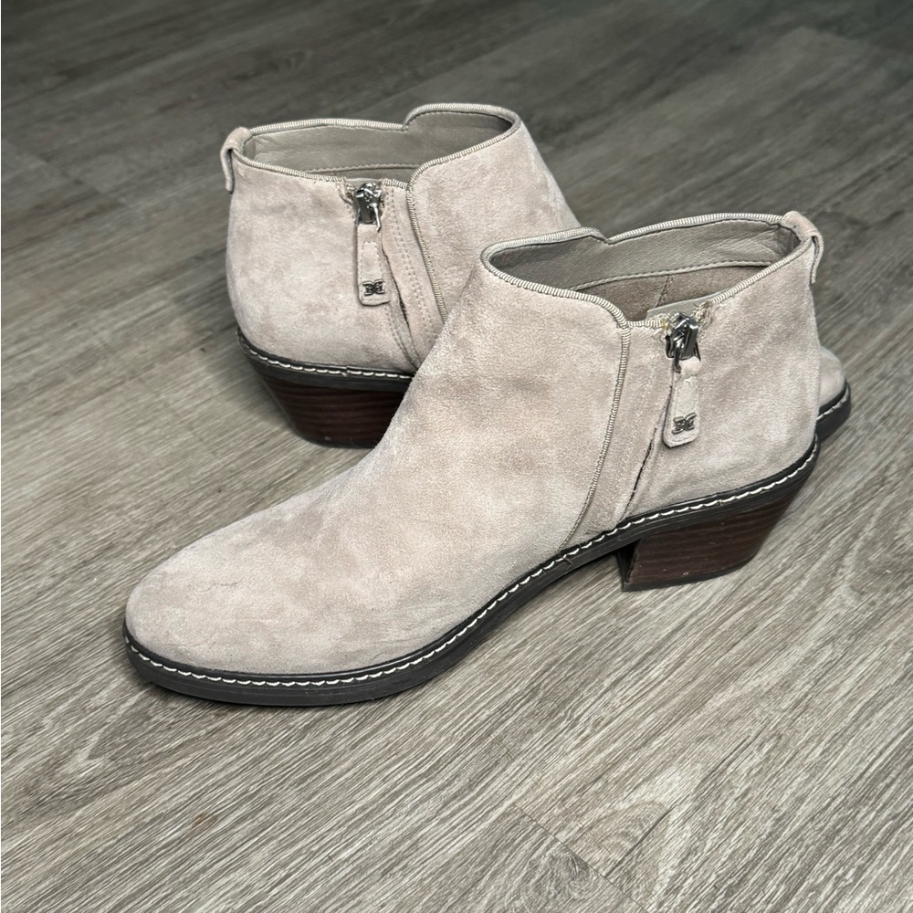 Sam Edelman Suede Ankle Booties in Light Taupe
